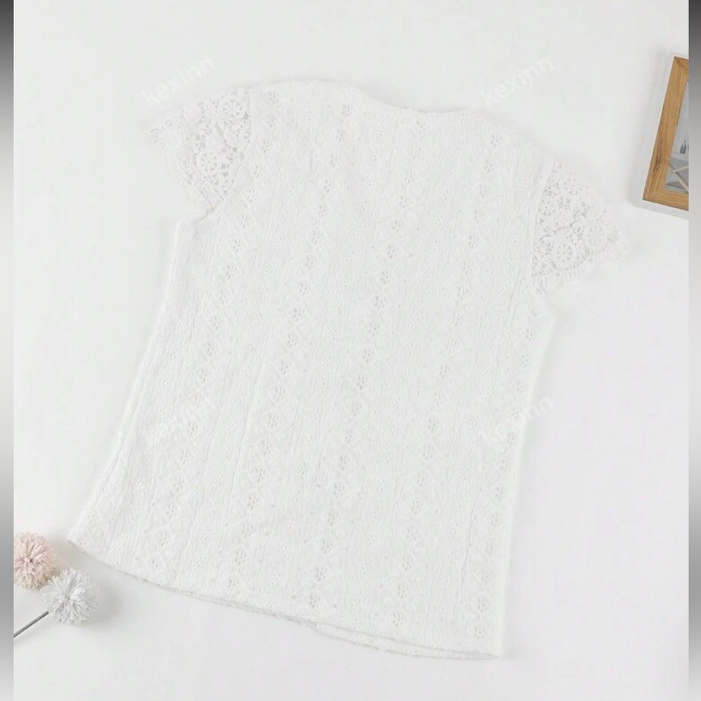 New White Lace short sleeve Top - Picture 3 of 7